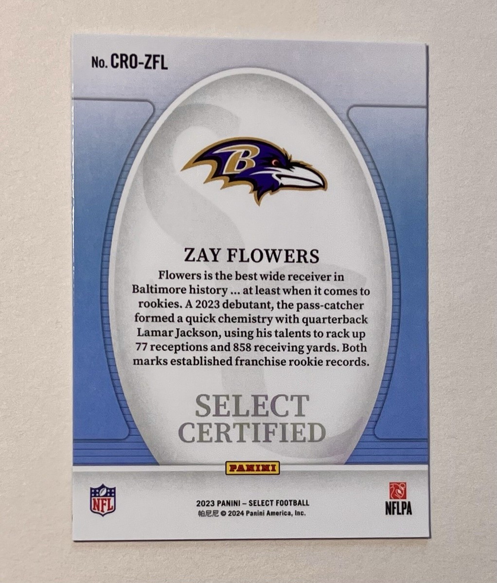 2023 Panini Select Zay Flowers Select Certified RC #CRO-ZFL