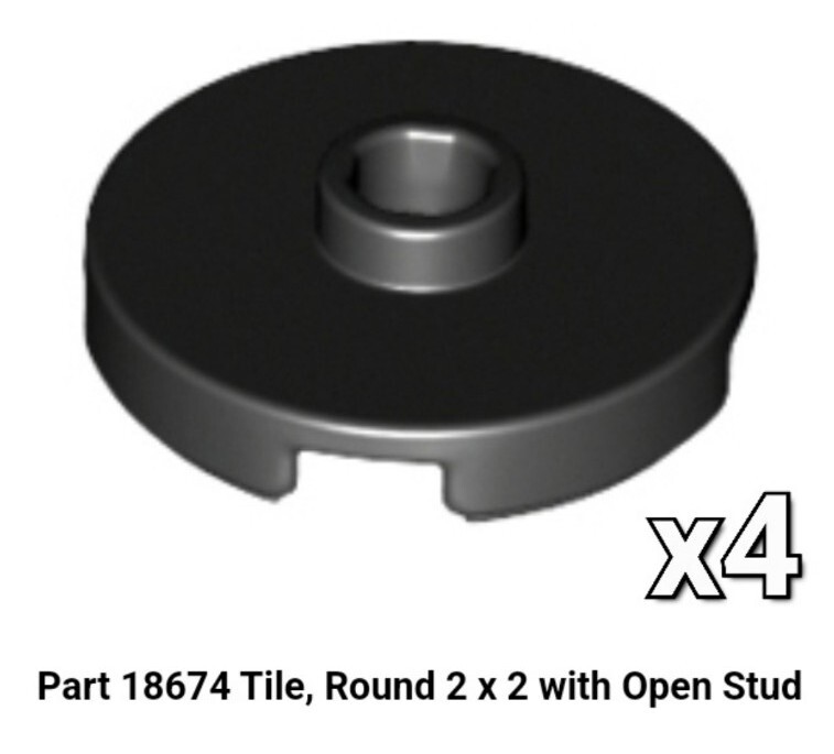 NEW LEGO x4 Black Tile, Round 2 x 2 with Open Stud 18674 6195325