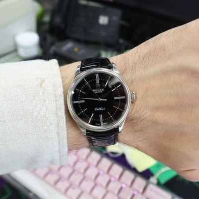 2010s Rolex 50509 Cellini Time 39mm 18K White Gold Black Dial