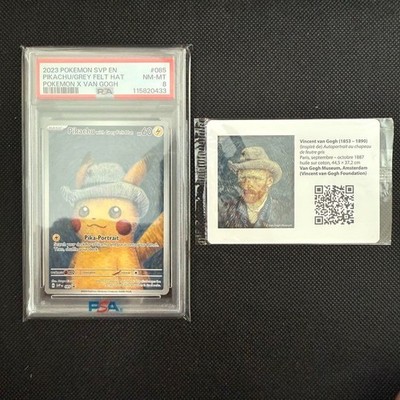 PSA 8 VAN GOGH PIKACHU GREY FELT HAT PROMO 2023 POKEMON CARD #085