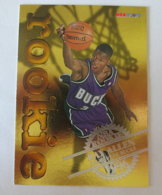 1996-97 NBA Hoops Rookie Gold Foil Ray Allen #2/30 Bucks HOF Sharp