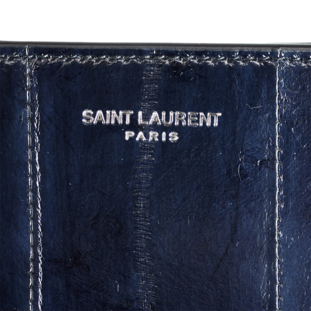 BRAND NEW SAINT LAURENT MEN'S BLUE LEATHER BIFOLD WALLET 396307