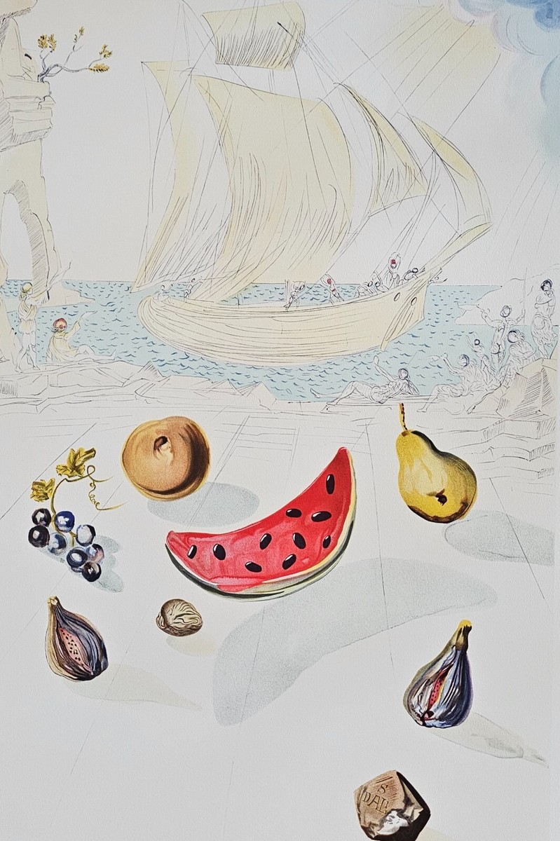SALVADOR DALI SHIP AND FRUITS HAND NUMBERED signed 2453/2500