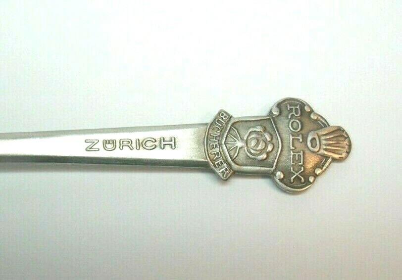 ROLEX SPOON BUCHERER OF SWITZERLAND ZURICH SILVER PLATE W/ CHURCH