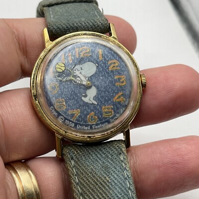 Vintage Timex Snoopy Tennis Denim Dial Wind-Up Watch. United