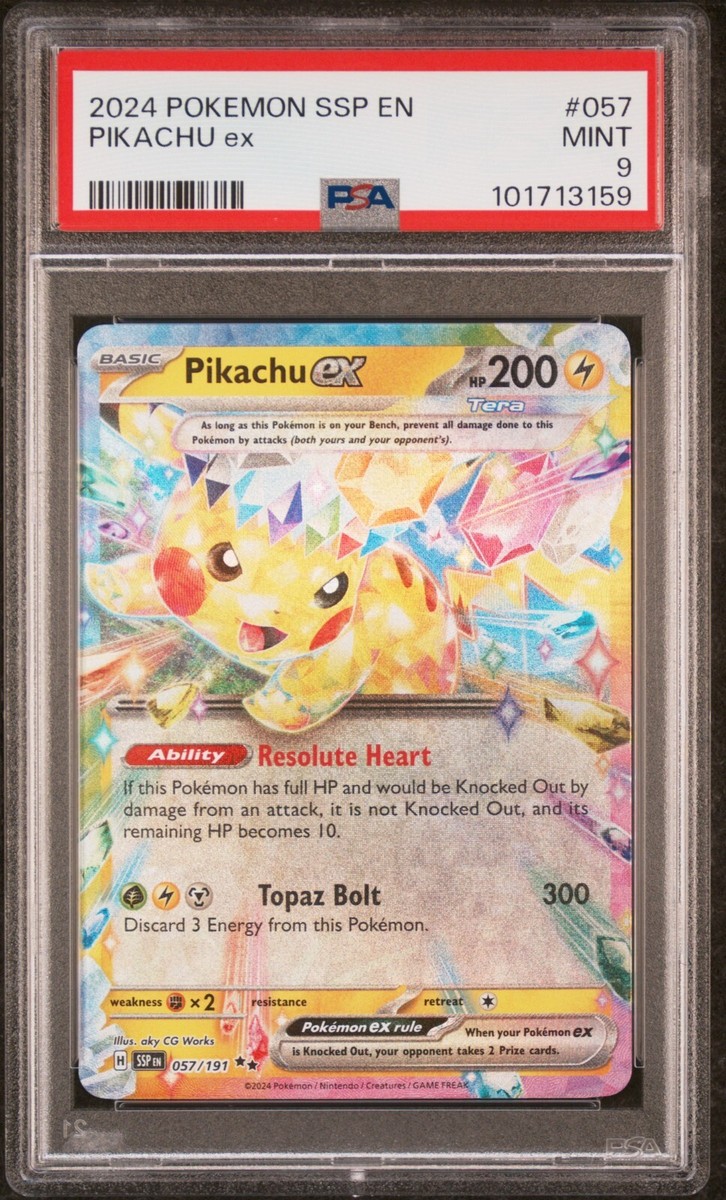 Pikachu ex 057/191 Pokemon Surging Sparks SSP EN Double Rare PSA 9