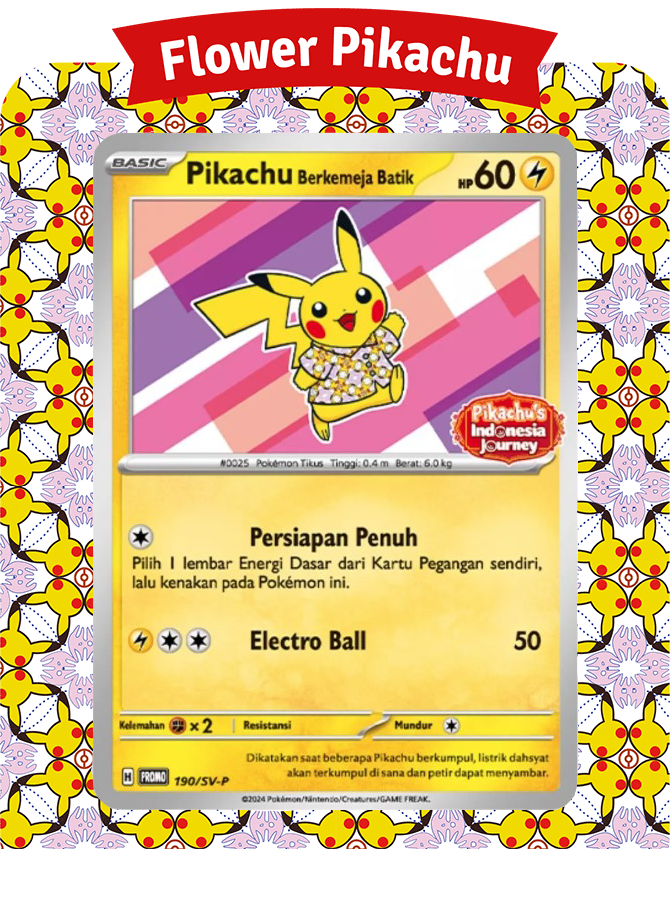 Pokemon Pikachu Berkemeja Batik Flower Pink Indonesia Journey 190