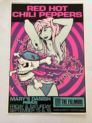 Red Hot Chili Peppers Primus Original 1989 Concert Poster Fillmore