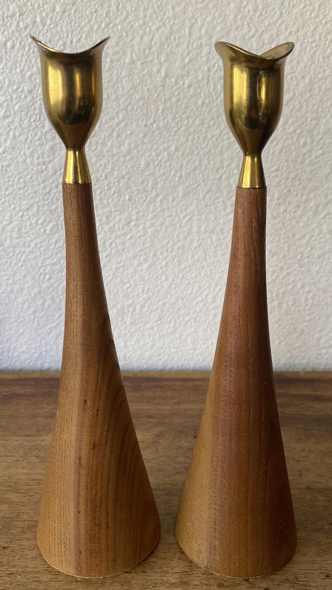 Vintage MCM Candle Holders Serv Wood Mid Century Modern Japan | eBay