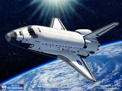 ART PRINT: Endeavour In Orbit - Space Shuttle by Shepherd | eBay