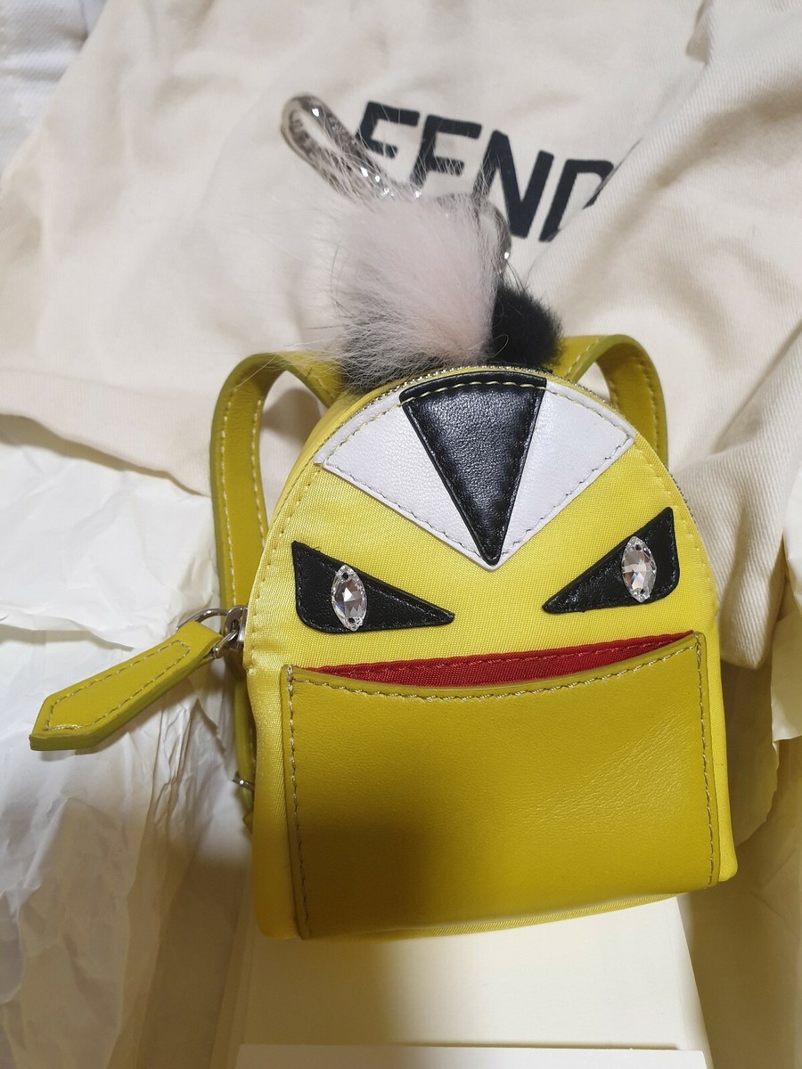 AUTHENTIC RUNWAY NEW FENDI MONSTER BACKPACK BAG BUGS CHARM,Yellow