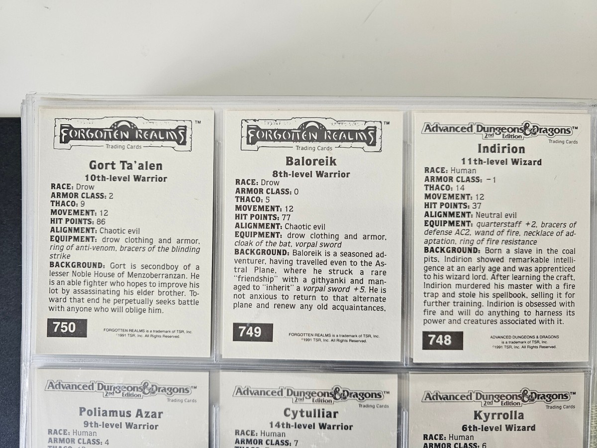 FORGOTTEN REALMS Dungeons & Dragons Trading Cards 1991 Lot Of 750