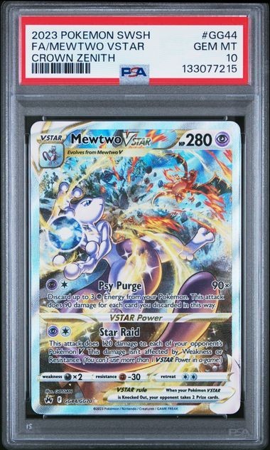 PSA 10 Mewtwo Vstar GG44/GG70 Crown Zenith Full Art Holo Pokemon