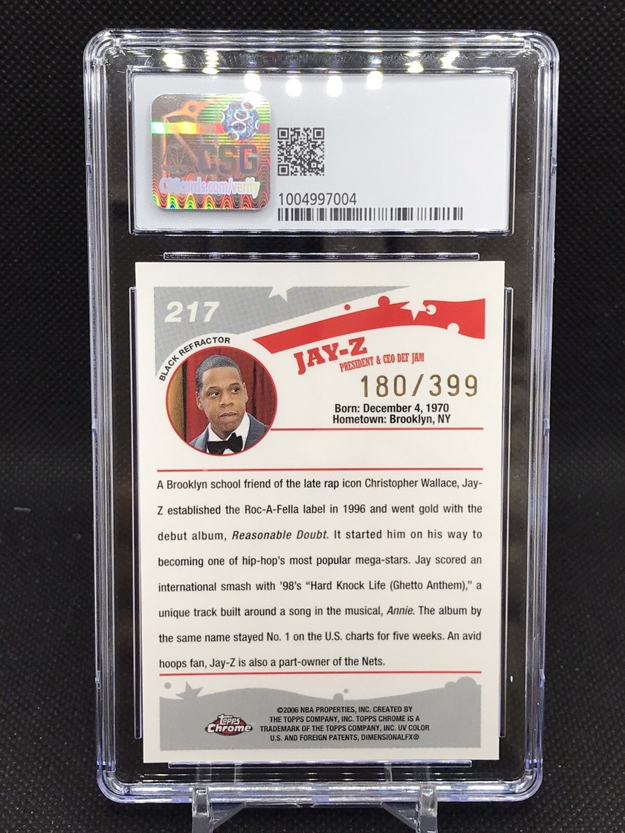 2005-06 Topps Chrome JAY-Z #217 Rookie RC Black Refractor CSG 9
