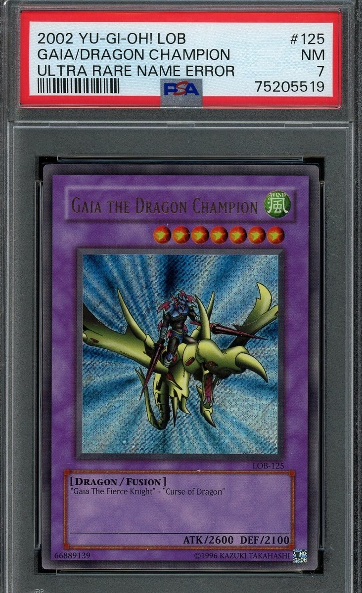 Yugioh ULTRA RARE MISPRINT Gaia the Dragon Champion LOB-125 PSA 7