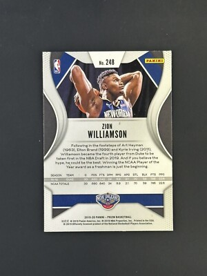 2019 PANINI PRIZM BASKETBALL #248 ZION WILLIAMSON ROOKIE RC | eBay