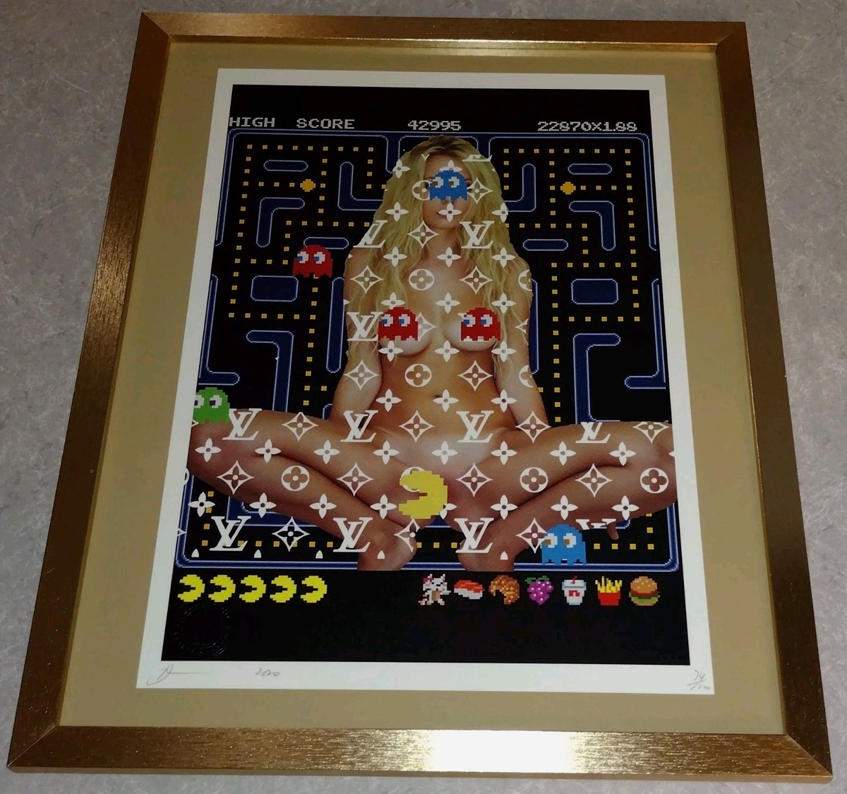 DEATH NYC ltd ed signed FRAMED art print 45x32cm Sexy Model Ms Pac