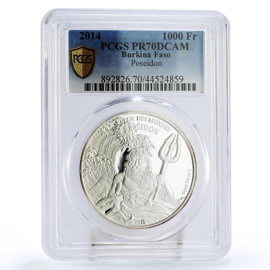Burkina Faso 1000 francs Gods of the World Poseidon PR70 PCGS
