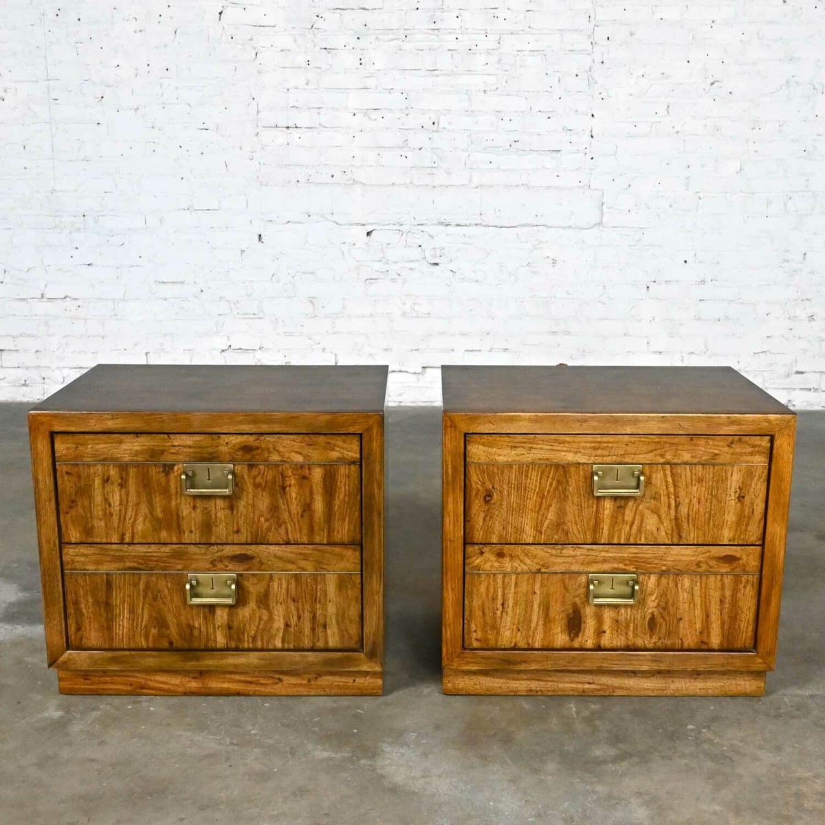 Vintage Drexel Weatherwood Collection Campaign Cabinet Style Pair