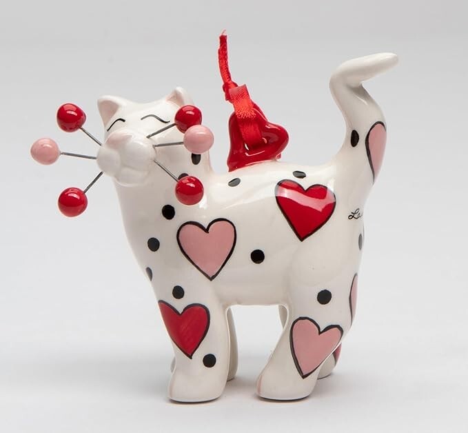 Amy Lacombe Whimsiclay Valentine's Day Kitty Cat Ornament | eBay