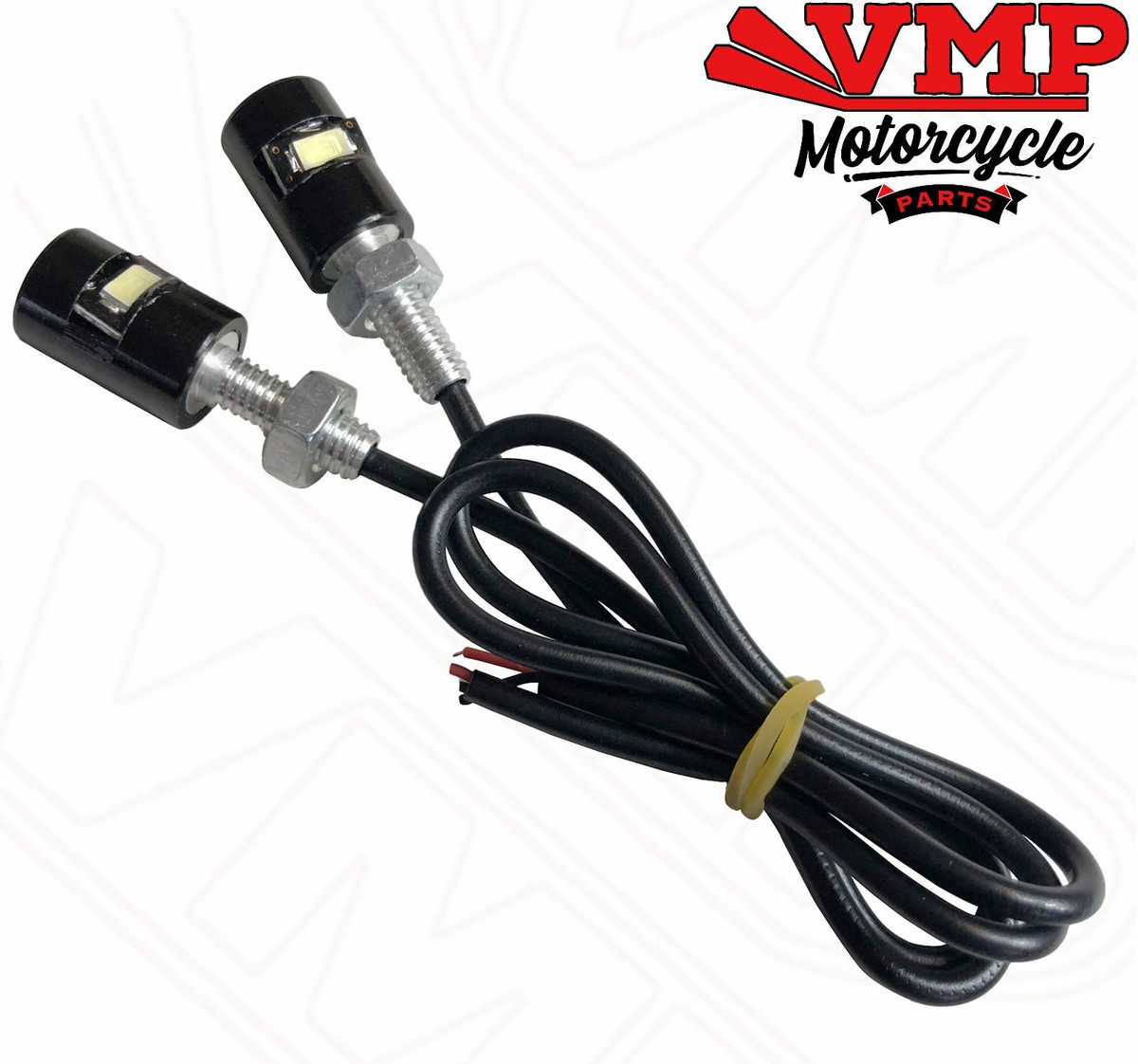 Motorcycle License Number Plate LED Bolt Lights Black - High