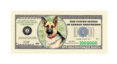 Pack of 25 - German Shepherd Dog Million Dollar Bills -Collectible
