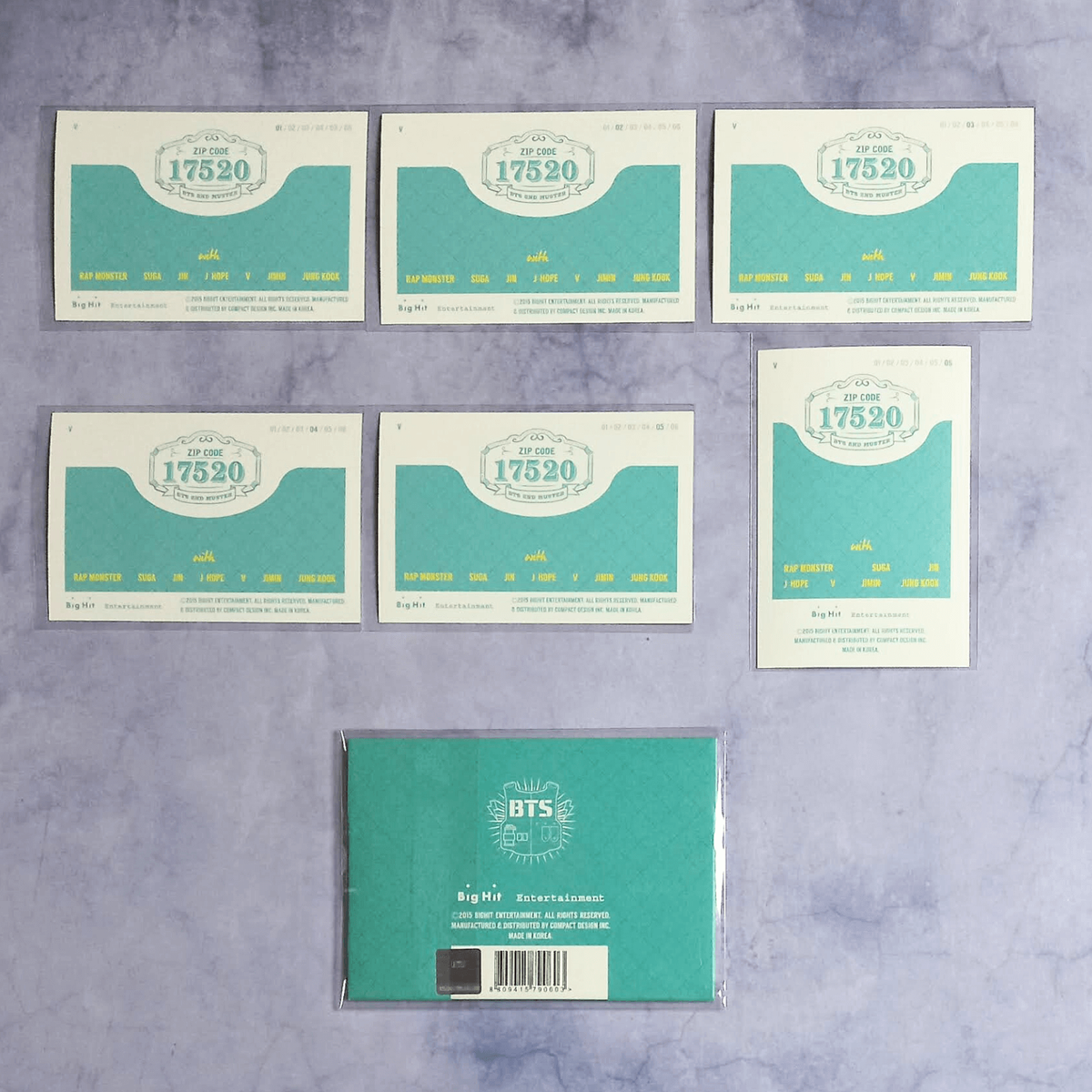 BTS 2nd Muster ZIP CODE 17520 Official Mini Photo Card - V Set of