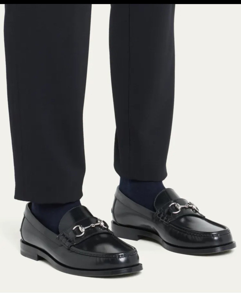 Gucci Men's Kaveh Black Leather Horse bit Loafers G 9/US 9.5