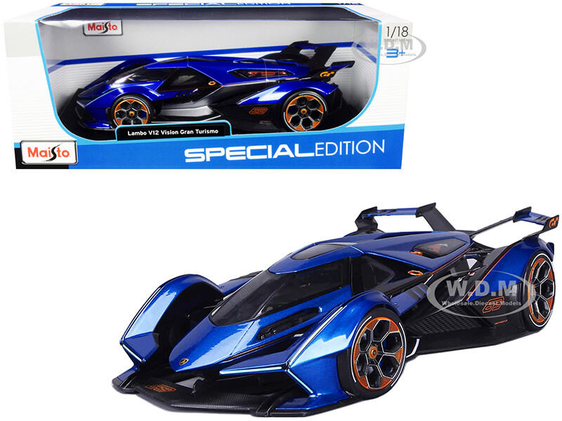 LAMBORGHINI V12 VISION GRAN TURISMO BLUE 1/18 DIECAST MODEL CAR BY