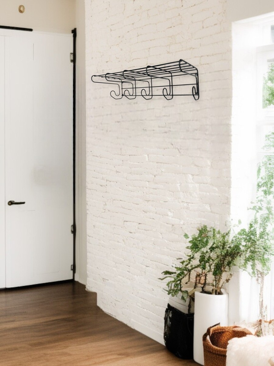 Vintage IKEA Fran BLACK METAL Wall Shelf Coat Rack LOUISE