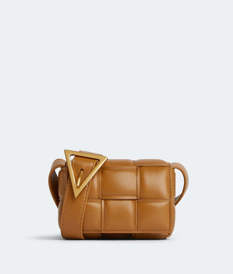 NEW BOTTEGA VENETA Camel/Brown Candy Padded Mini Cassette Bag