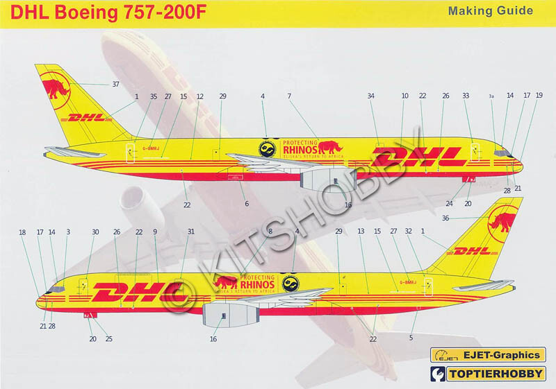 TOPTIERHOBBY 1/144 Boeing 757-200 DHL Civil Airliner Decal | eBay