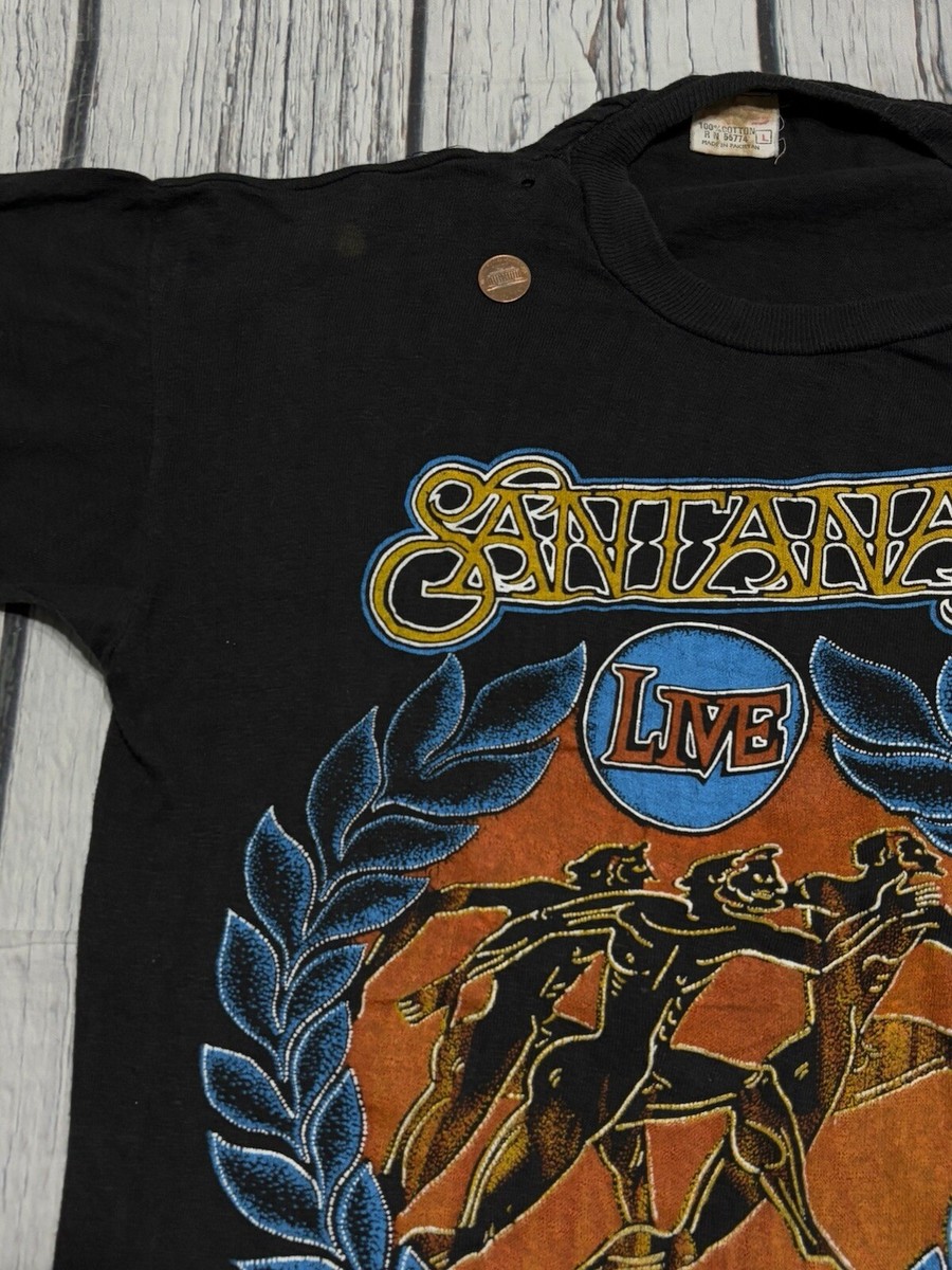 Vintage Carlos Santana In Concert 70s Ringer T-Shirt Rare Double