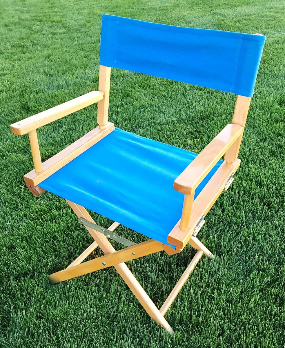 Vtg Gold Medal Inc Commander Chair Director Folding Chair Blue