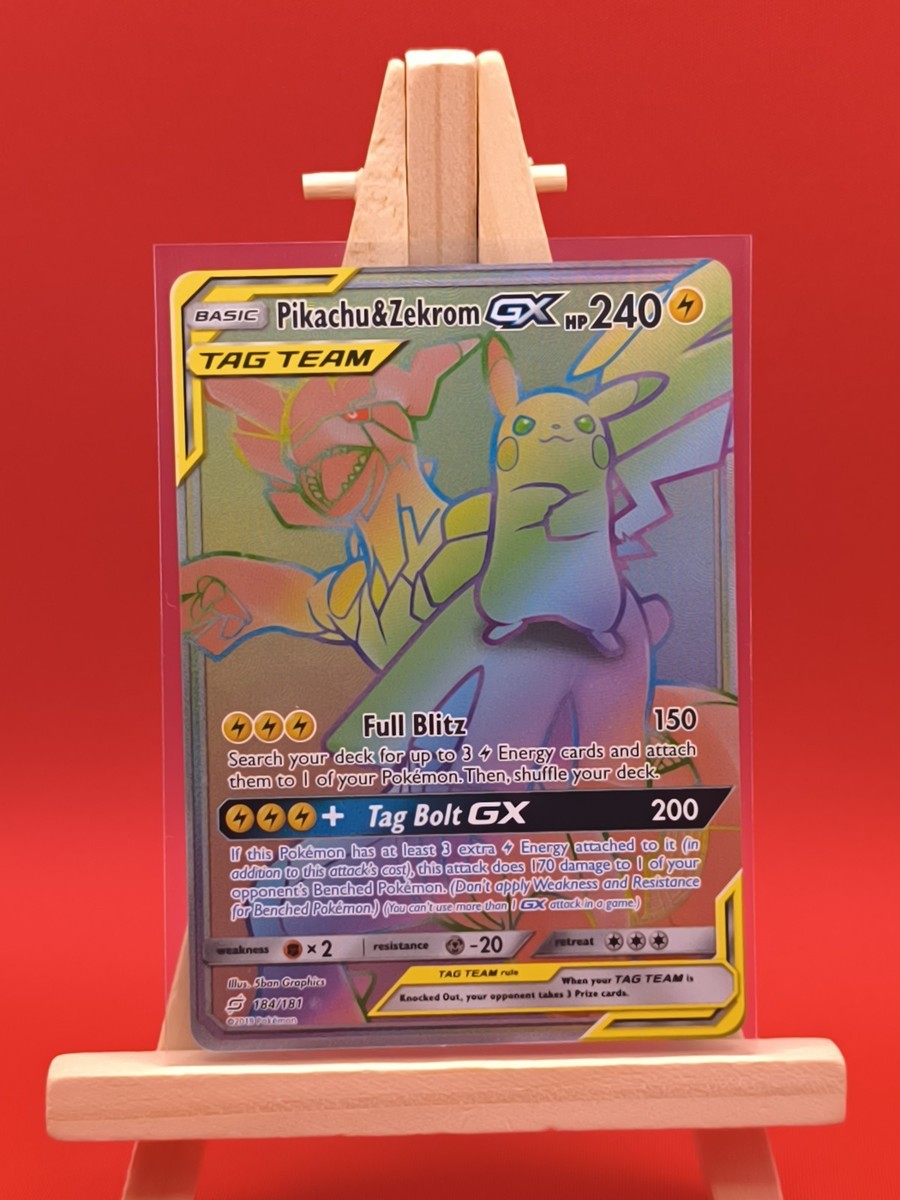 Pikachu & Zekrom Gx 184/181 Secret Rainbow Rare Team Up Pokemon