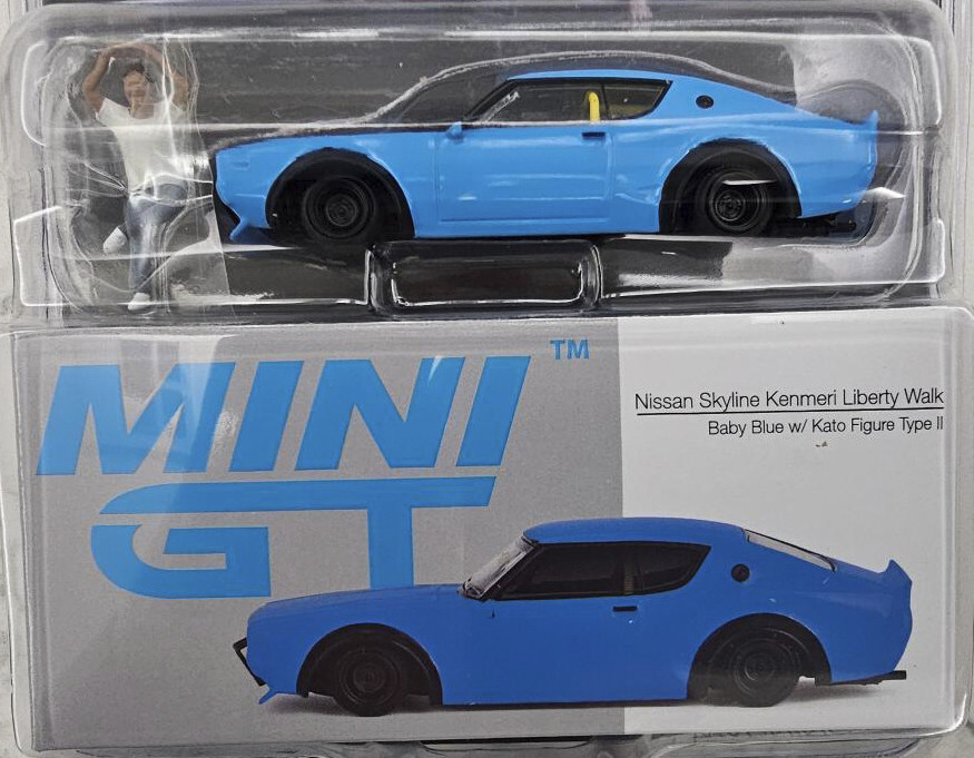 Mini GT 1:64 Skyline Kenmeri Liberty Walk Baby Blue w/Figure #711