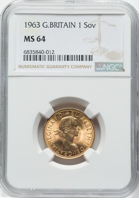 Great Britain - 1963 Elizabeth II Sovereign - NGC MS64 - SUPER PQ
