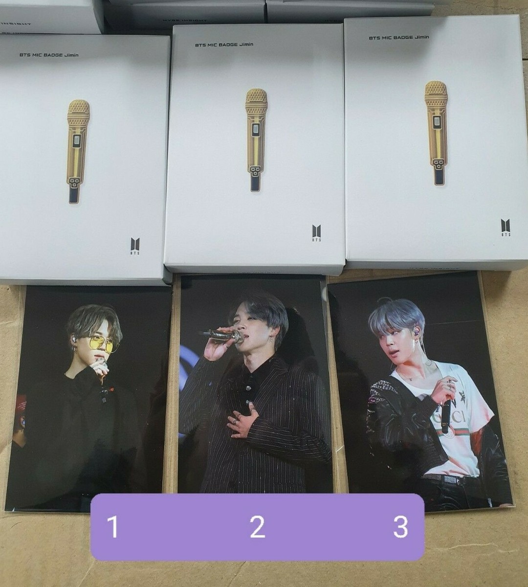 hybe insight bts mic color badge + random photocard | eBay