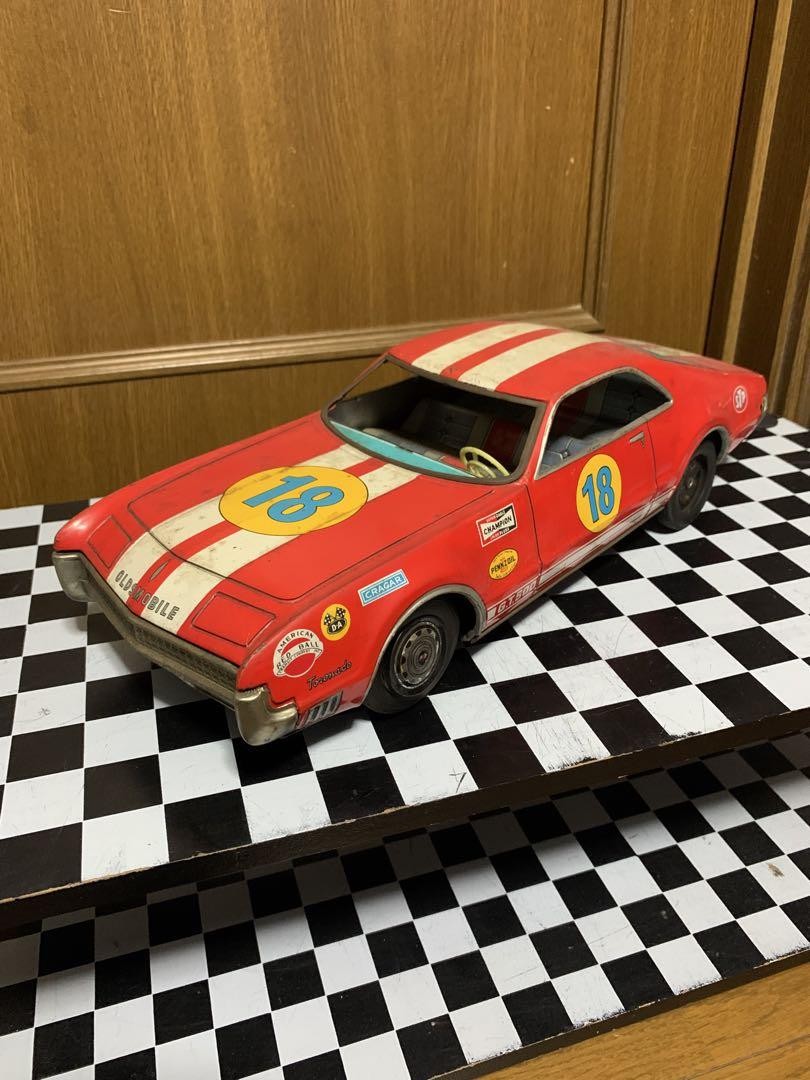 Asahi Tin Oldsmobile Toronado Race Car #18 1960s Japan Vintage