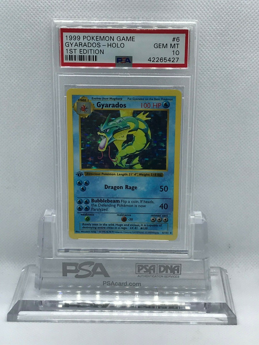POKEMON 1ST ED SHADOWLESS BASE SET GYARADOS #6 HOLO PSA 10 THICK