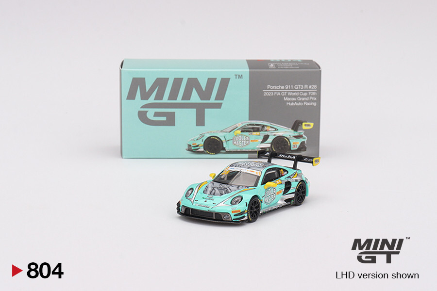 MINI GT Porsche 911 GT3 R #28 HubAuto Racing 2023 FIA GT World Cup