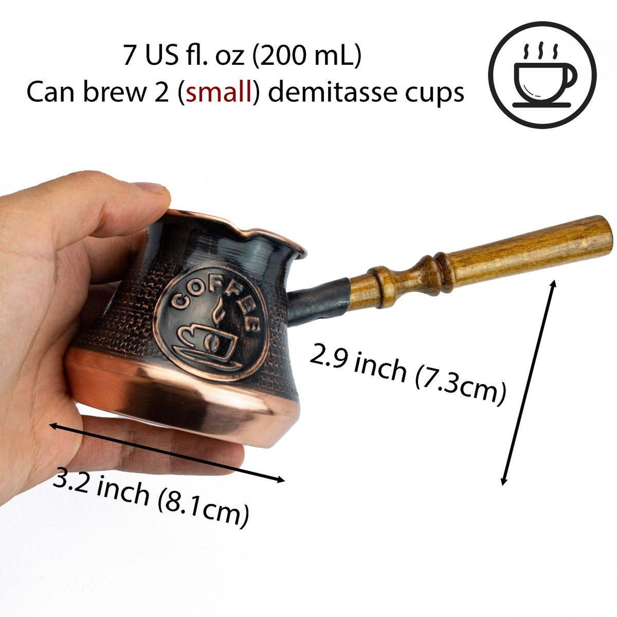 Handmade Armenian Coffee Pot Copper Jazva maker Wooden Handle