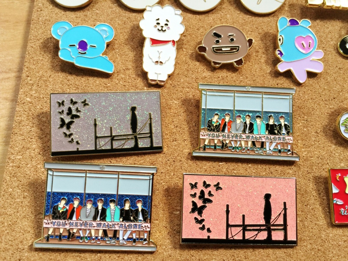 BTS Premium Gold Enamel Pin Badge & Keyring RM Jin SUGA j-hope
