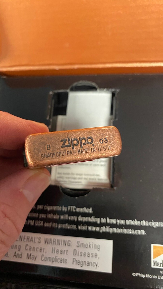 ZIPPO 2003 MARLBORO NO.27 ANTIQUE COPPER LIGHTER & COPPER DICE LOT
