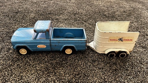 Vintage 1960's Tonka Blue Jeep Pickup Pick-Up 9” Pressed Steel