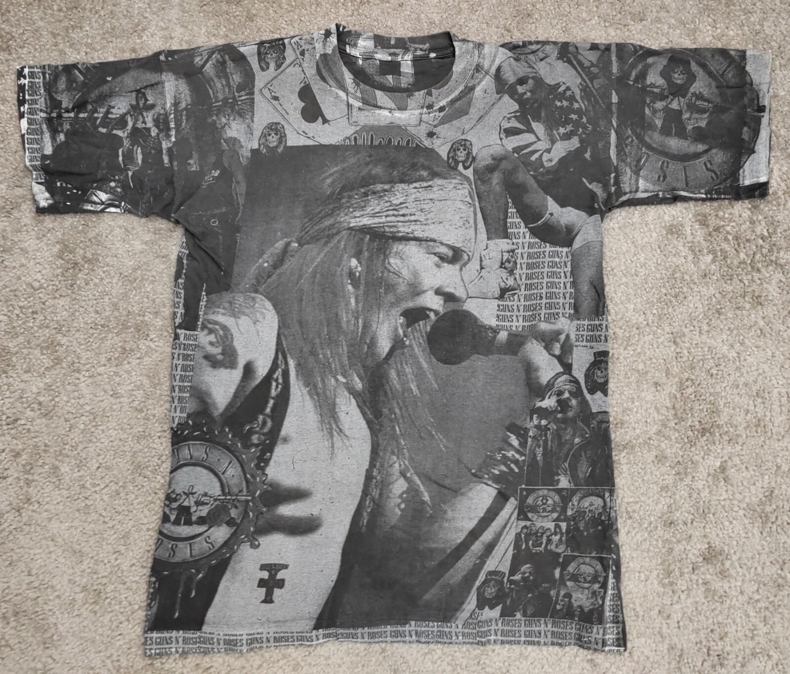 Vintage 90s Guns N Roses Axl Single Stitch T-Shirt All Over Print