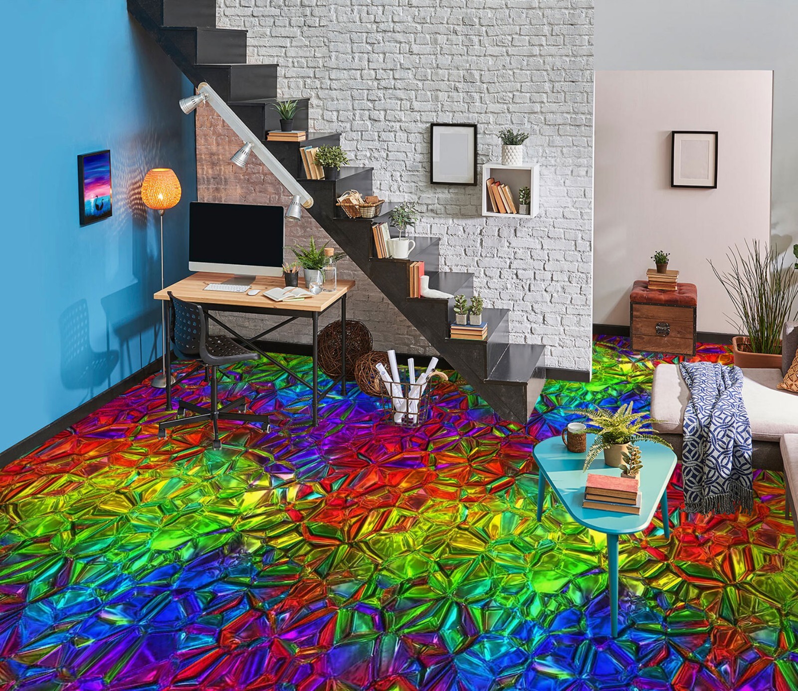 3D Color Flower SKE1593 Floor WallPaper Print Decal Epoxy Floor