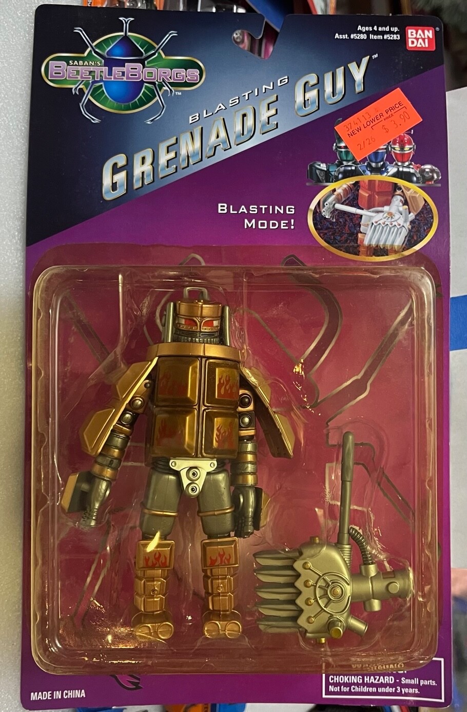 1997 Bandai Saban's Beetle Evil Blasting Grenade Guy MOC
