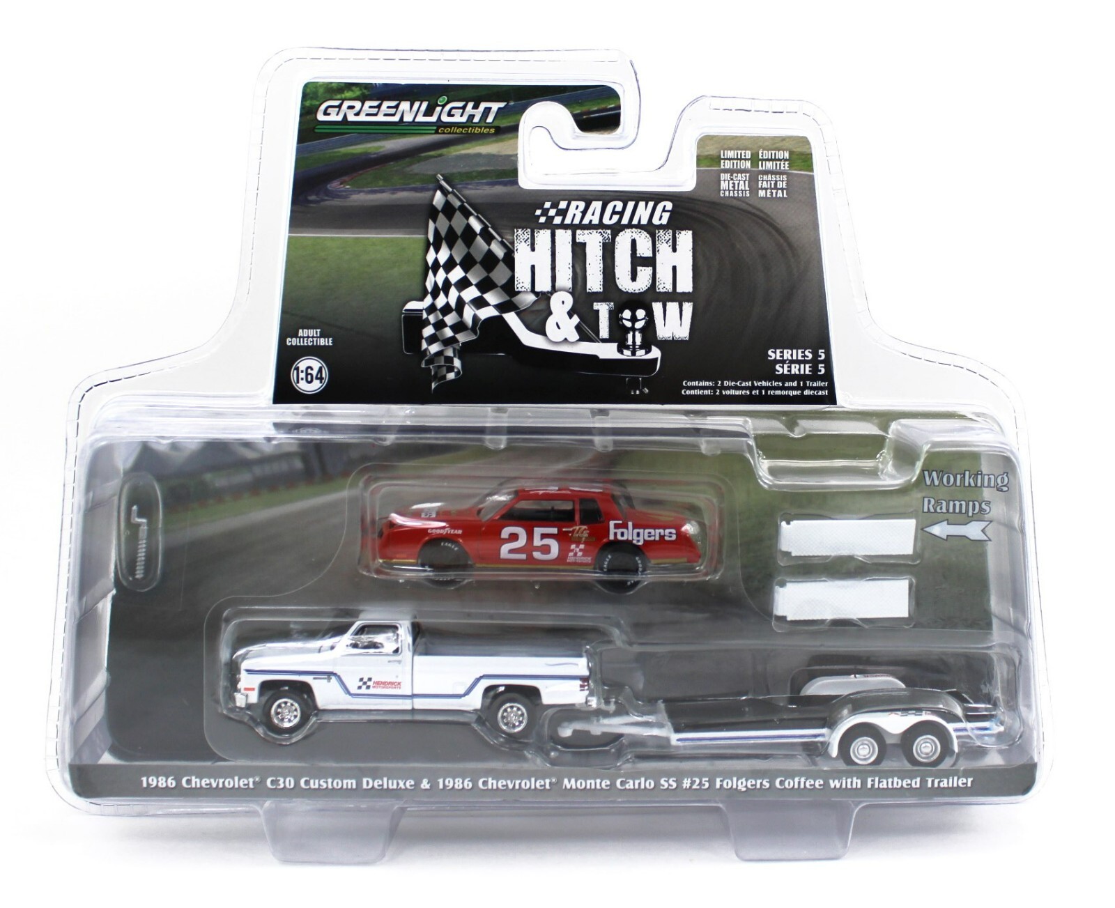 1:64 GreenLight HITCH & TOW Hendrick Chevy C30 & Tim Richmond #25