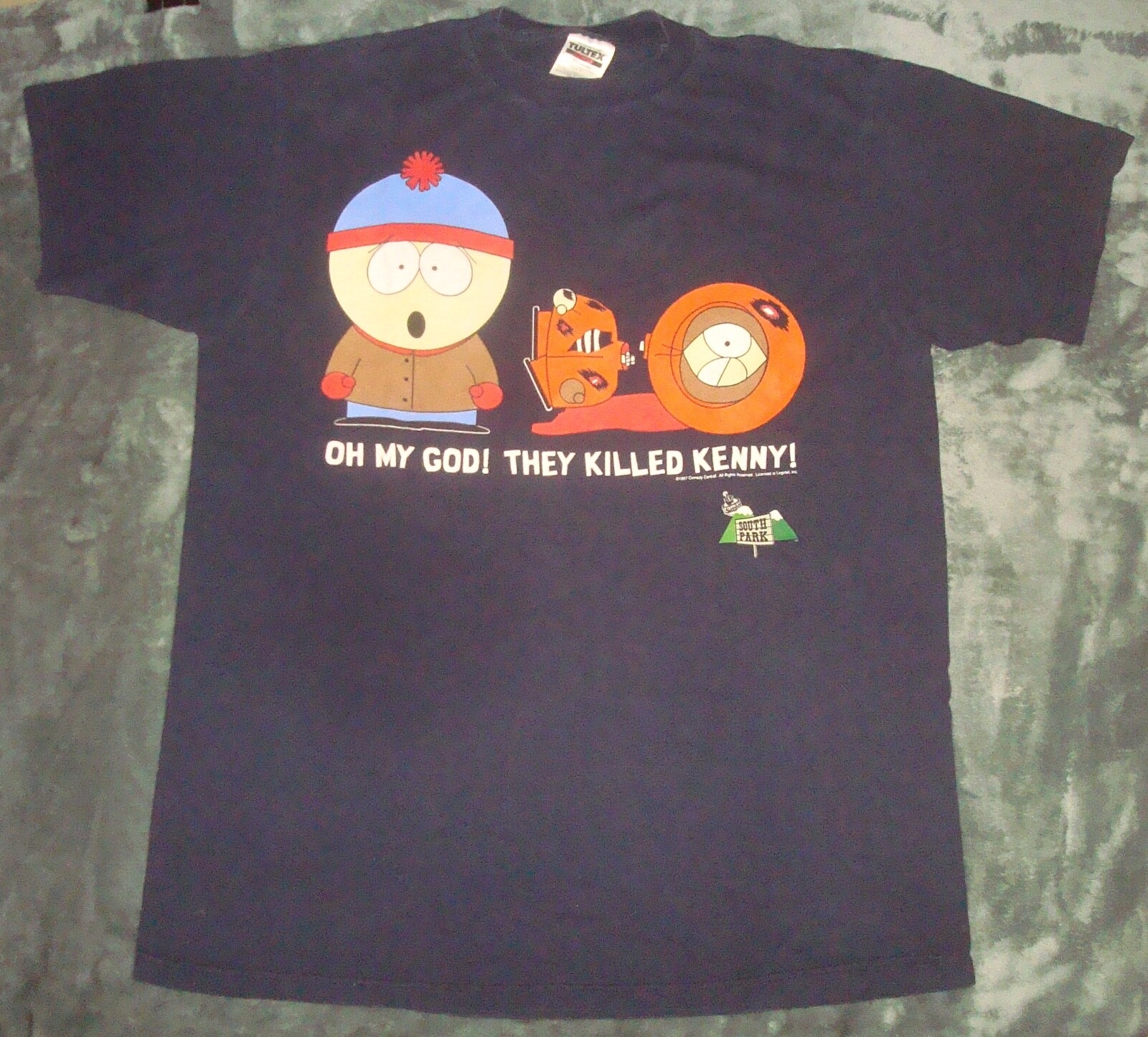 VTG 1997 SOUTH PARK OH MY GOD THEY KILLED KENNY T SHIRT XL BLUE TV